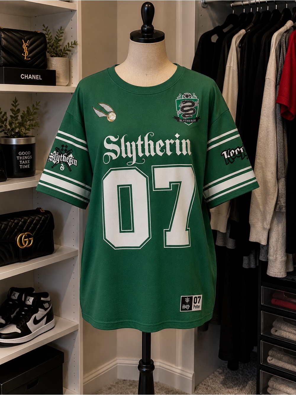 Harry Potter Slytherin 07 Green Oversized Jersey T-Shirt – Hogwarts Graphic Tee